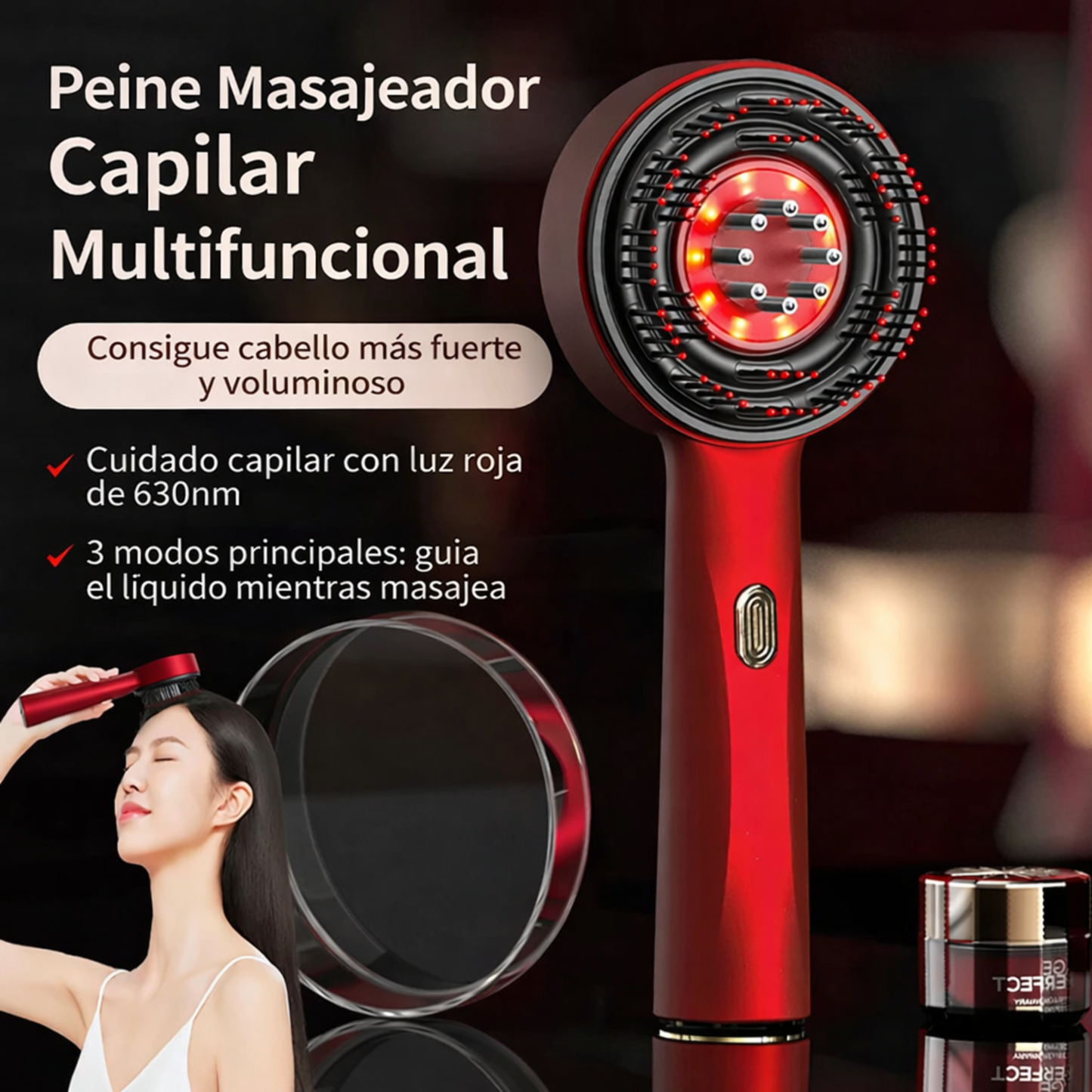 Peine Avanzado de Estimulación Capilar con Luz Roja y Microcorriente