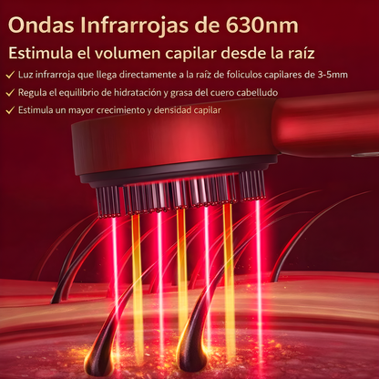 Peine Avanzado de Estimulación Capilar con Luz Roja y Microcorriente